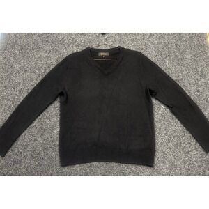 Quince Sweater Men M Black Mongolian Cashmere V-Neck LB3470 Minimalist Essential